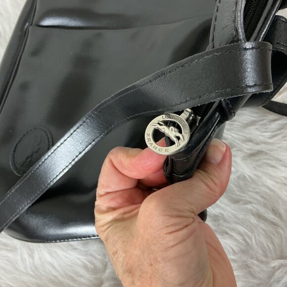 Longchamp Roseau Bamboo Toggle Black Leather Backpack Shoulder Bag - Picture 7 of 12